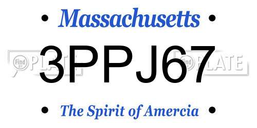 3PPJ67 Massachusetts License Plate