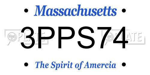 3PPS74 Massachusetts License Plate