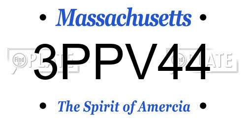 3PPV44 Massachusetts License Plate