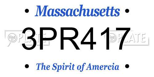 3PR417 Massachusetts License Plate