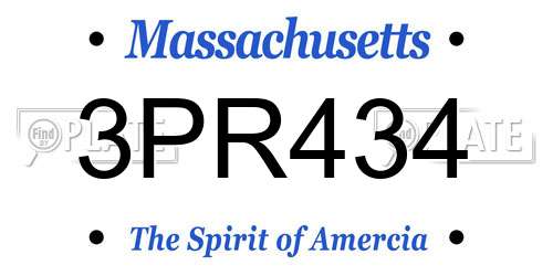 3PR434 Massachusetts License Plate