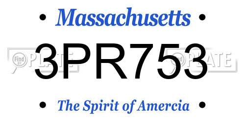 3PR753 Massachusetts License Plate