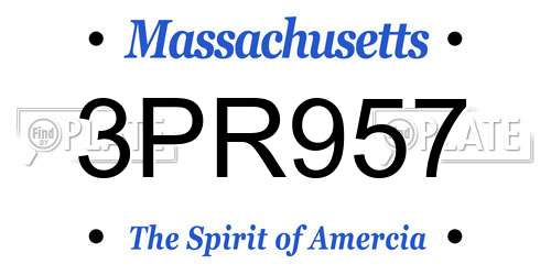 3PR957 Massachusetts License Plate