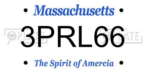 3PRL66 Massachusetts License Plate