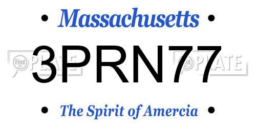 3PRN77 Massachusetts License Plate