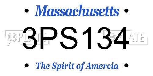 3PS134 Massachusetts License Plate
