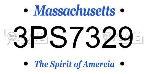 3PS7329 Massachusetts License Plate