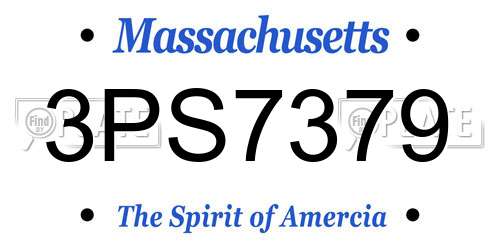 3PS7379 Massachusetts License Plate