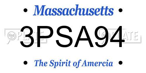 3PSA94 Massachusetts License Plate
