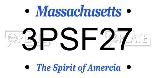 3PSF27 Massachusetts License Plate