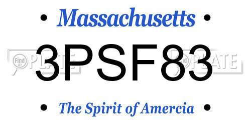 3PSF83 Massachusetts License Plate