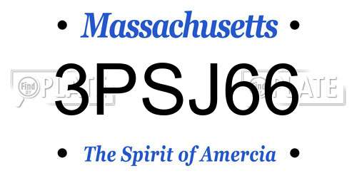 3PSJ66 Massachusetts License Plate