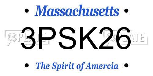 3PSK26 Massachusetts License Plate