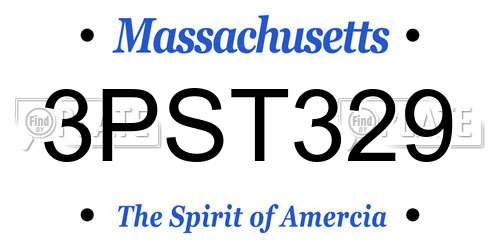 3PST329 Massachusetts License Plate