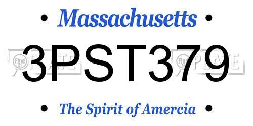 3PST379 Massachusetts License Plate