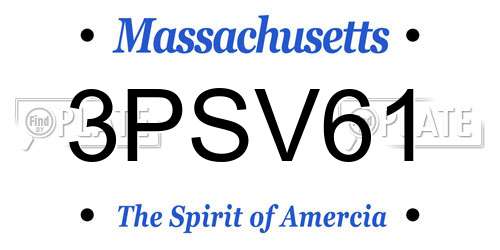 3PSV61 Massachusetts License Plate