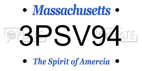 3PSV94 Massachusetts License Plate