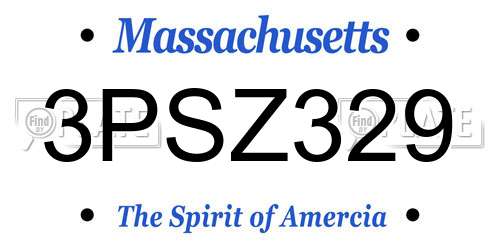 3PSZ329 Massachusetts License Plate