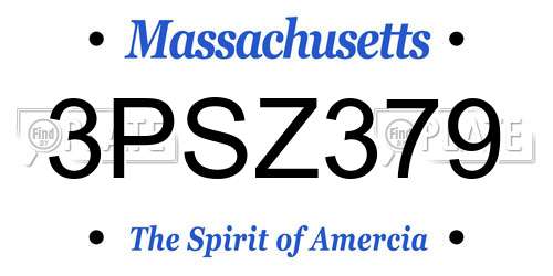 3PSZ379 Massachusetts License Plate