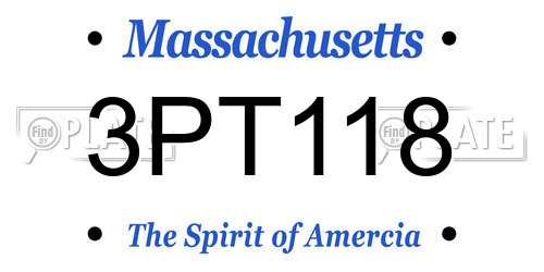 3PT118 Massachusetts License Plate
