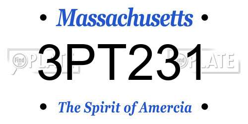 3PT231 Massachusetts License Plate