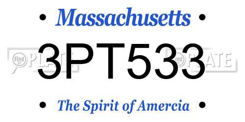 3PT533 Massachusetts License Plate