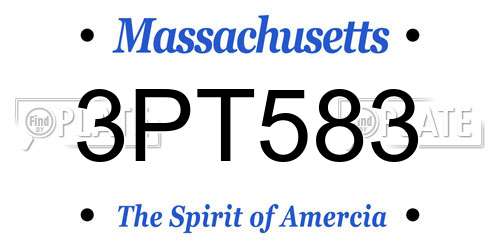3PT583 Massachusetts License Plate