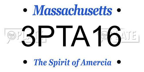 3PTA16 Massachusetts License Plate