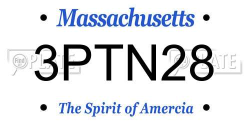 3PTN28 Massachusetts License Plate