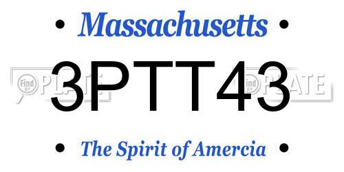 3PTT43 Massachusetts License Plate