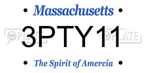 3PTY11 Massachusetts License Plate