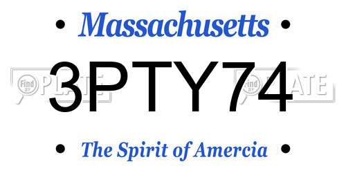 3PTY74 Massachusetts License Plate