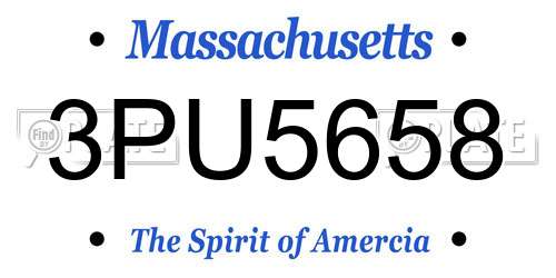 3PU5658 Massachusetts License Plate