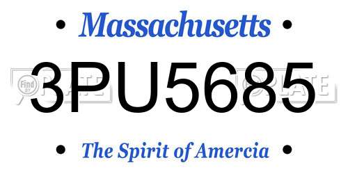 3PU5685 Massachusetts License Plate