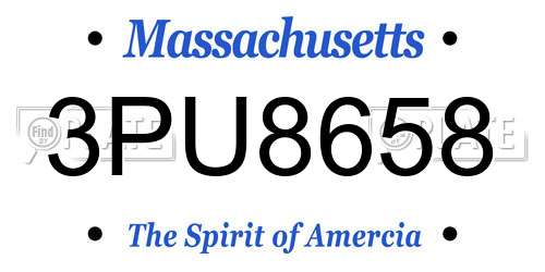 3PU8658 Massachusetts License Plate