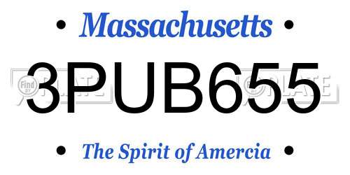 3PUB655 Massachusetts License Plate