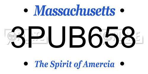 3PUB658 Massachusetts License Plate