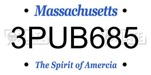 3PUB685 Massachusetts License Plate