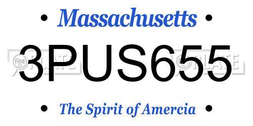 3PUS655 Massachusetts License Plate