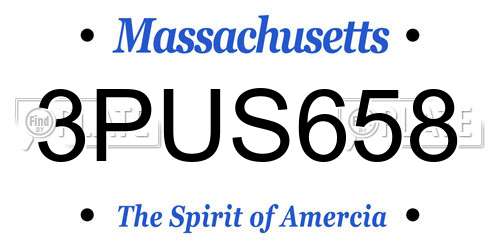 3PUS658 Massachusetts License Plate