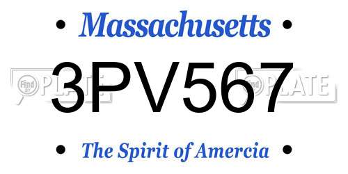 3PV567 Massachusetts License Plate