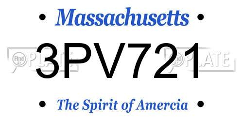 3PV721 Massachusetts License Plate