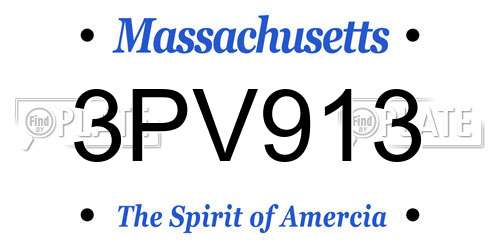 3PV913 Massachusetts License Plate