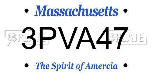 3PVA47 Massachusetts License Plate