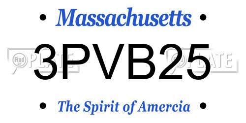 3PVB25 Massachusetts License Plate
