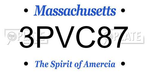 3PVC87 Massachusetts License Plate