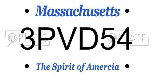 3PVD54 Massachusetts License Plate