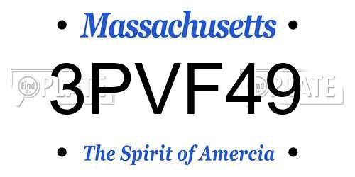 3PVF49 Massachusetts License Plate