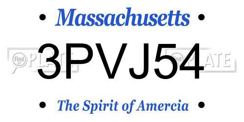 3PVJ54 Massachusetts License Plate