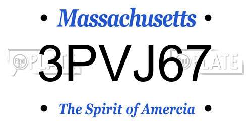 3PVJ67 Massachusetts License Plate